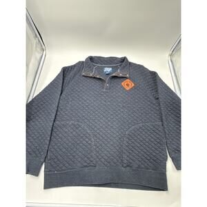 Blue 84 Mens Medium Quilted Quarter Zip Sweatshirt Big Grove Brewery Gray Blue